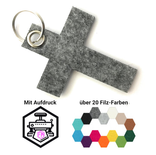 Kreuz - groß Schlüsselanhänger Filz | Schwarz (RT501) | Ohne Aufdruck/Neutral