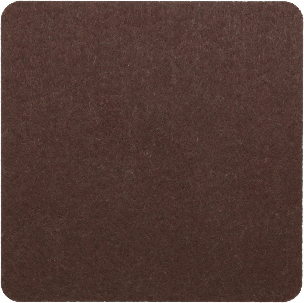  Filzuntersetzer Eckig 10x10cm in Dunkelbraun (RT517). Druck: 3-farbiger Transferdruck