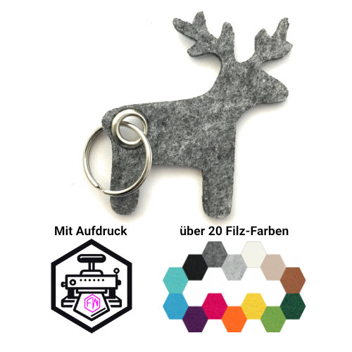 Elch Schlüsselanhänger Filz | Mittelgrau-meliert (RT507) | Ohne Aufdruck/Neutral