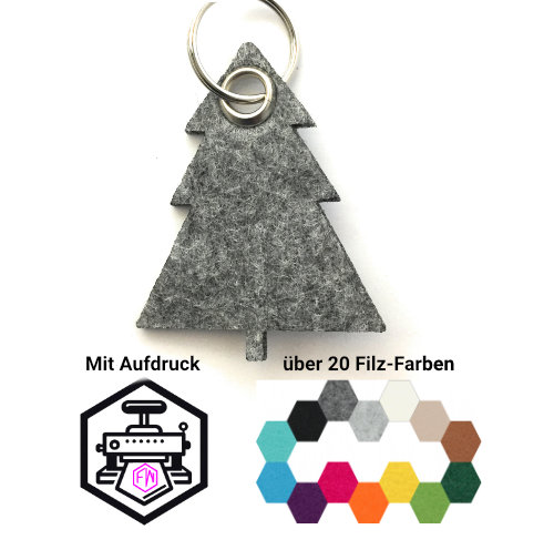 Tannenbaum Schlüsselanhänger Filz | Mittelgrau-meliert (RT507) | Ohne Aufdruck/Neutral