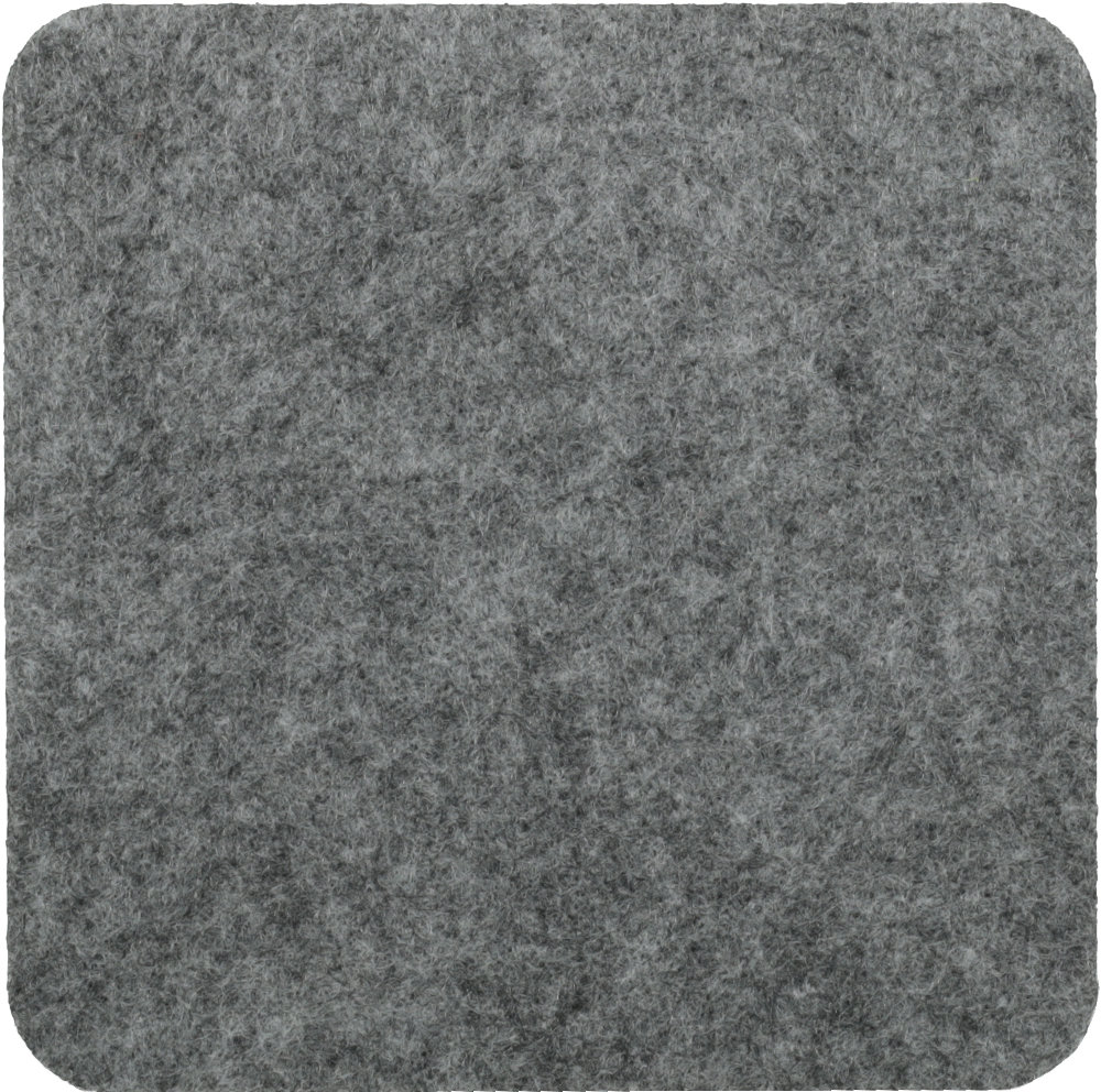 Filzuntersetzer Eckig 10x10cm in Mittelgrau-meliert (RT507). Druck: Gravur