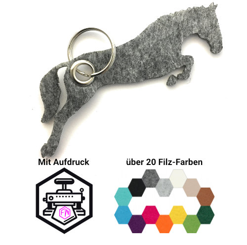Pferd - Spring Schlüsselanhänger Filz | Mittelgrau-meliert (RT507) | Ohne Aufdruck/Neutral