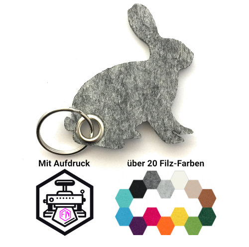 Hase Schlüsselanhänger Filz | Mittelgrau-meliert (RT507) | Ohne Aufdruck/Neutral