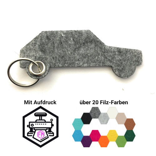 Auto - retro Schlüsselanhänger Filz | Mittelgrau-meliert (RT507) | Ohne Aufdruck/Neutral