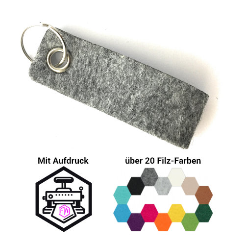 Schlaufe - 90x30 Schlüsselanhänger Filz | Mittelgrau-meliert (RT507) | Ohne Aufdruck/Neutral