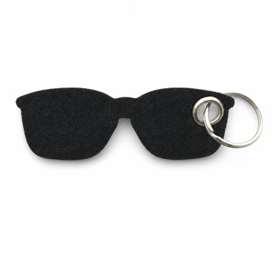 Filz-Schlüsselanhänger Brille in Schwarz